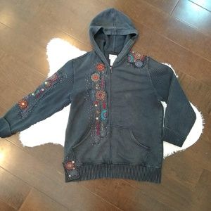 Spa By Chico's | Embellished Zippered Hoodie